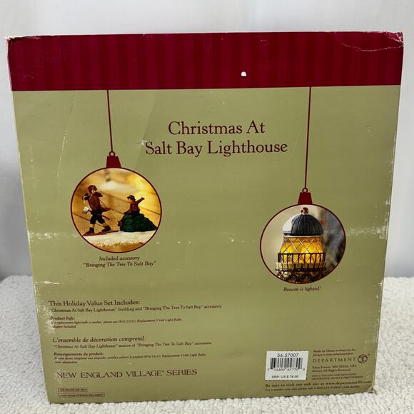 Dept 56 Christmas At Salt Bay Lighthouse New England 57007 Tested Working Boxed - Picture 5 of 5